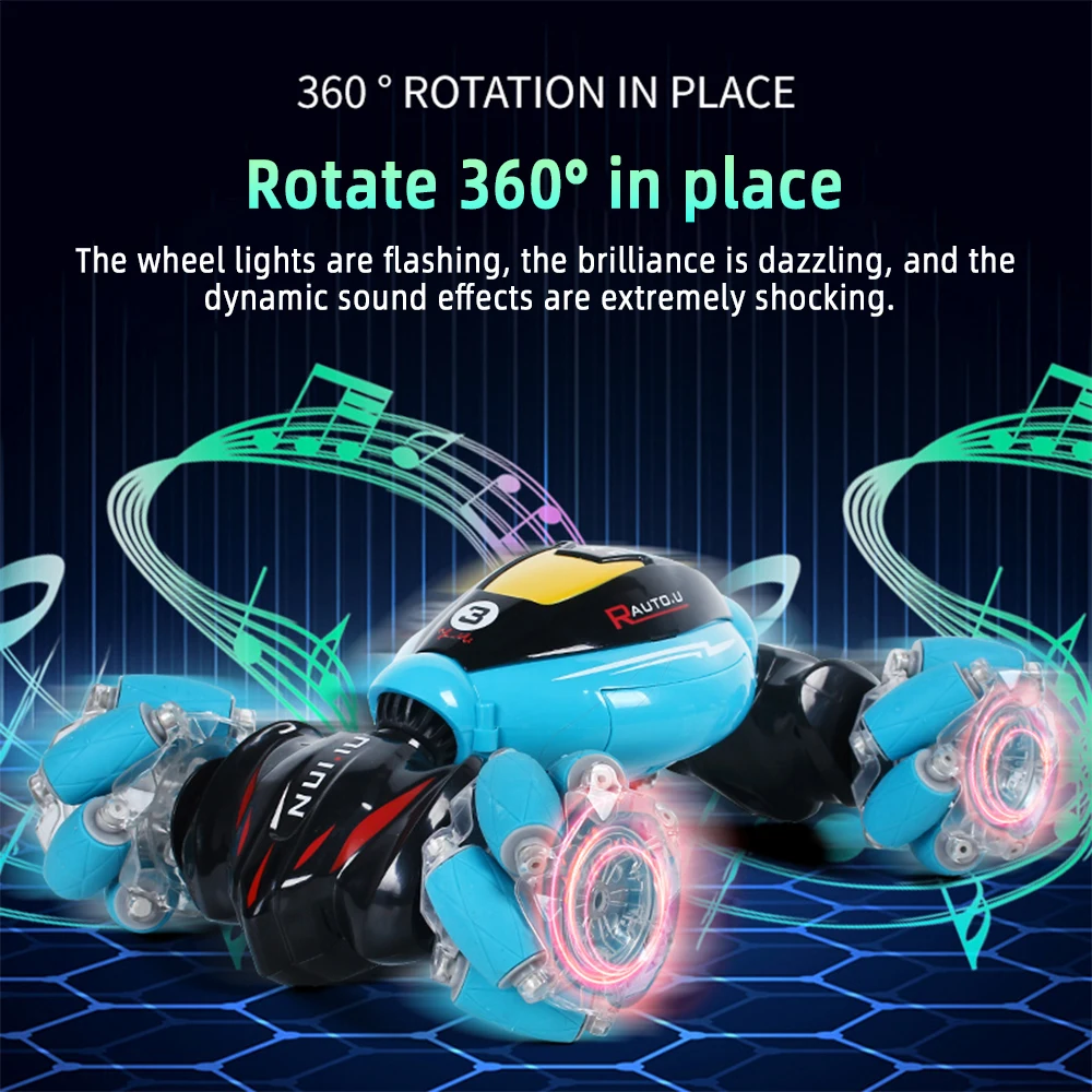 

Автомобиль с дистанционным управлением и светодиодной подсветкой на 360° ° Электронная игрушка для дрейфа в подарок для взрослых и детей с возможностью вращения и восхождения
