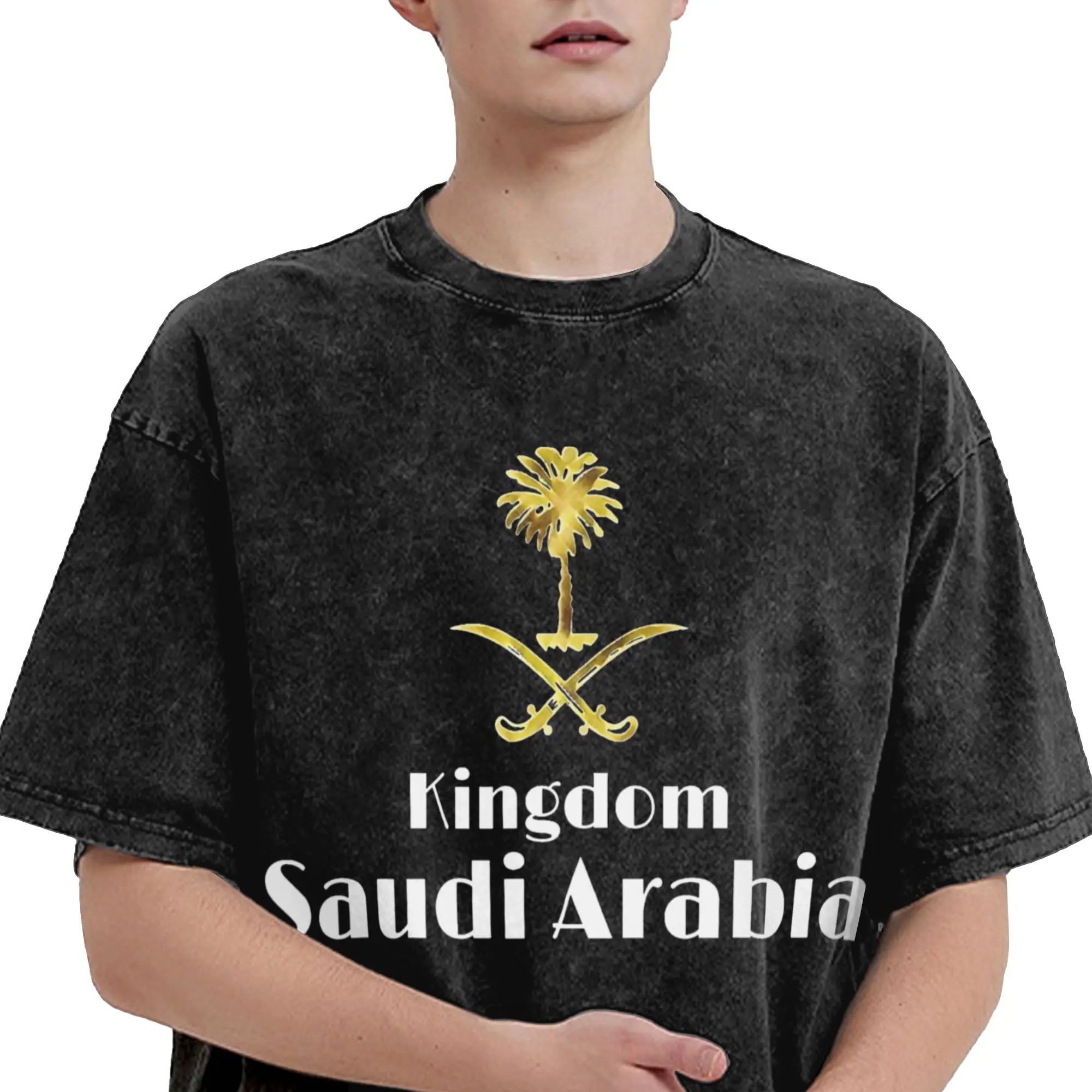 Kingdom Saudi Arabia T Shirts Hip Hop Washed 100% Cotton Harajuku T-Shirts Saudi National Day  Fashion Men Women Streetwear
