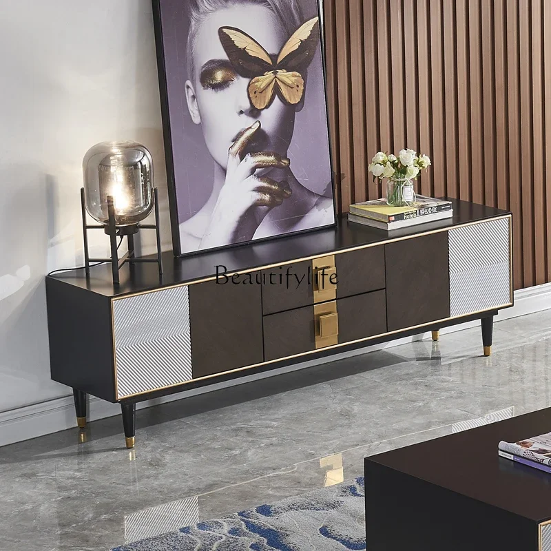 

ls 51American modern simple TV cabinet, living room floor cabinet with drawers integrated