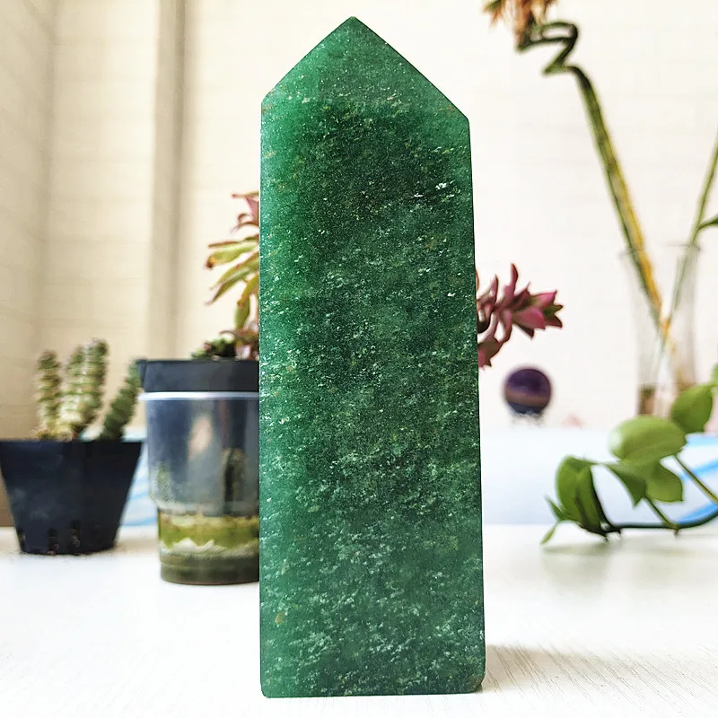 

Natural Strawberry Quartz Crystal Tower sparkling Green Stone Wand Point Room Decor Witchcraft Chakra Star Energy Reiki Healing