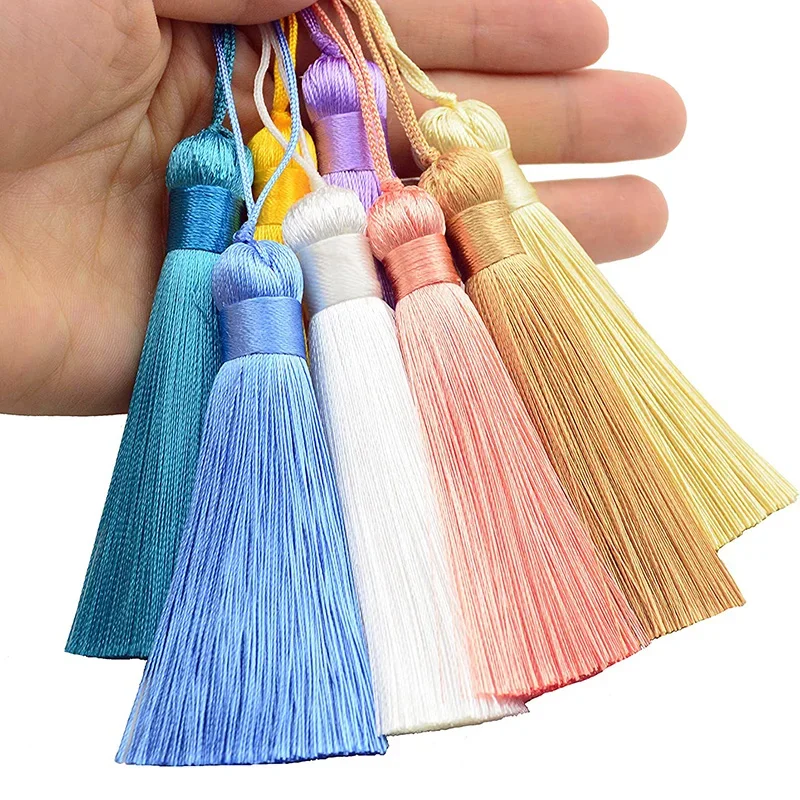 2/5/10Pcs 16cm Chunky Tassels Soft Elegant Handmade Silky Floss Tassels with Cord Loop Chinese Knot Tassels for Jewelry Making