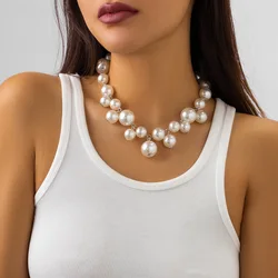 Vintage Round Bead Pendant Necklace 2024 Women's Simple Sweet Imitation Pearl Handmade Weaving Girls Fashion Wedding Jewelry