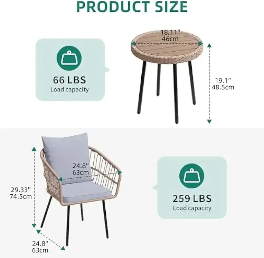 [¡Nueva llegada, envío gratis! ]Juego de muebles de patio de mimbre para todo tipo de clima de alta calidad, juego de conversación de ratán con mesa y silla