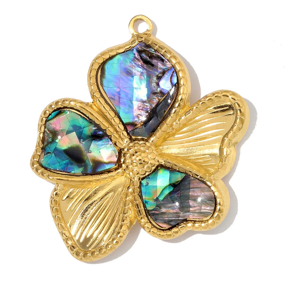 3 Stück/Set Edelstahl-Strass-Muschelblume DIY Ohrring-Anhänger Halbmond-Stern-Halsketten-Anhänger Augen-Schmuck Großhandel