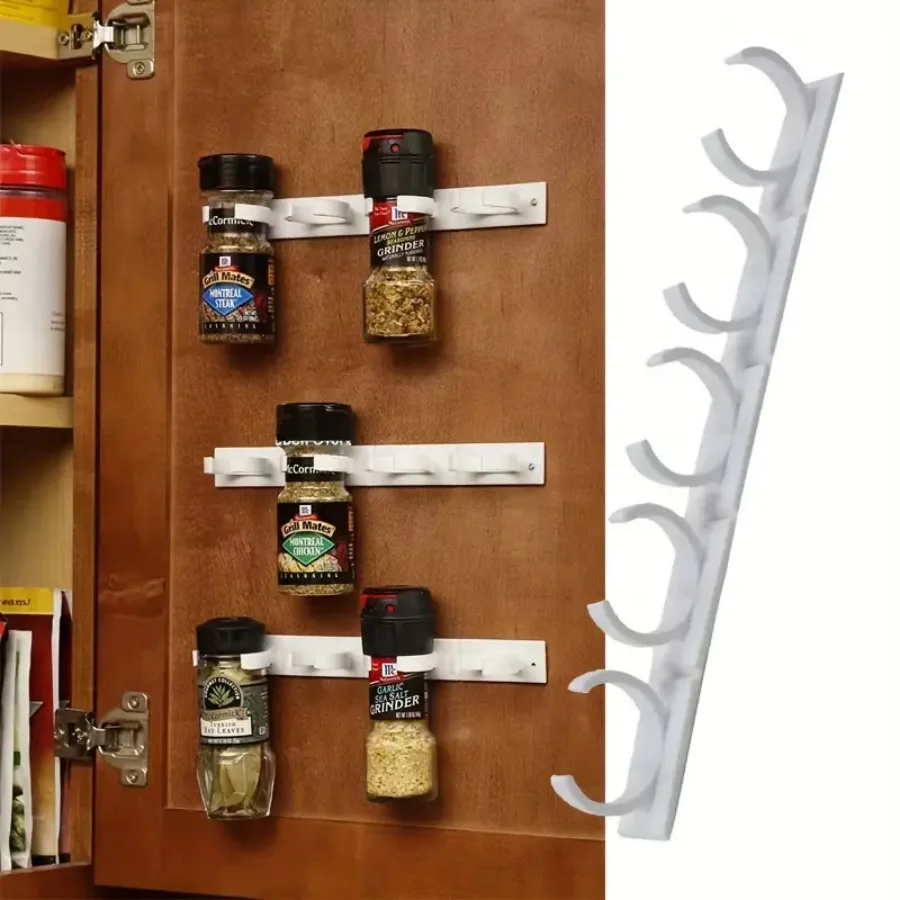 4 Pieces Of 20 Simple Plastic Storage Racks, Kitchen Seasoning Can Storage Rack, Wall Cabinet Door, Food Clip, Adhesive Hook