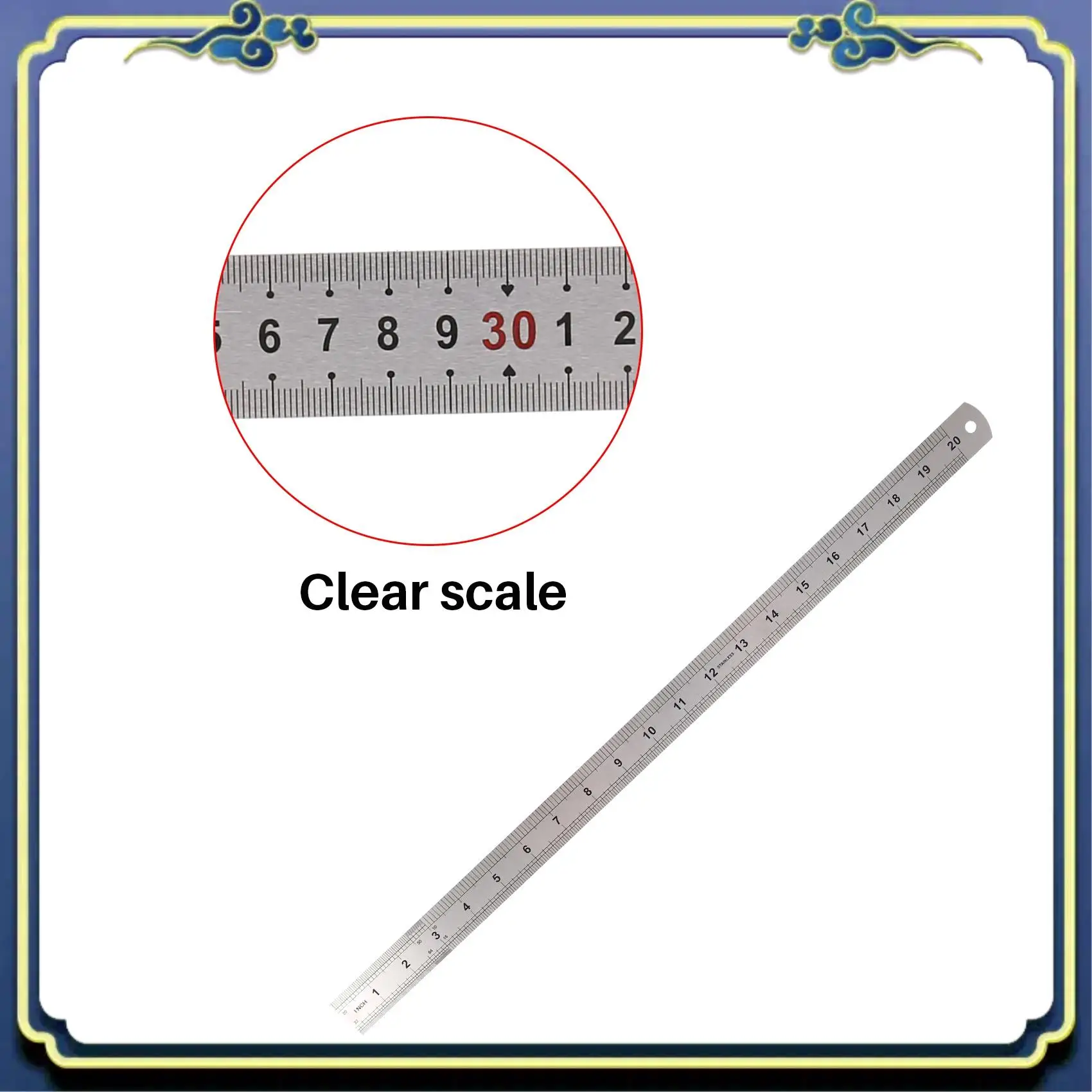 A86P-مقياس مزدوج الجانب من الفولاذ المقاوم للصدأ أداة قياس مسطرة مستقيمة 50 سم #4