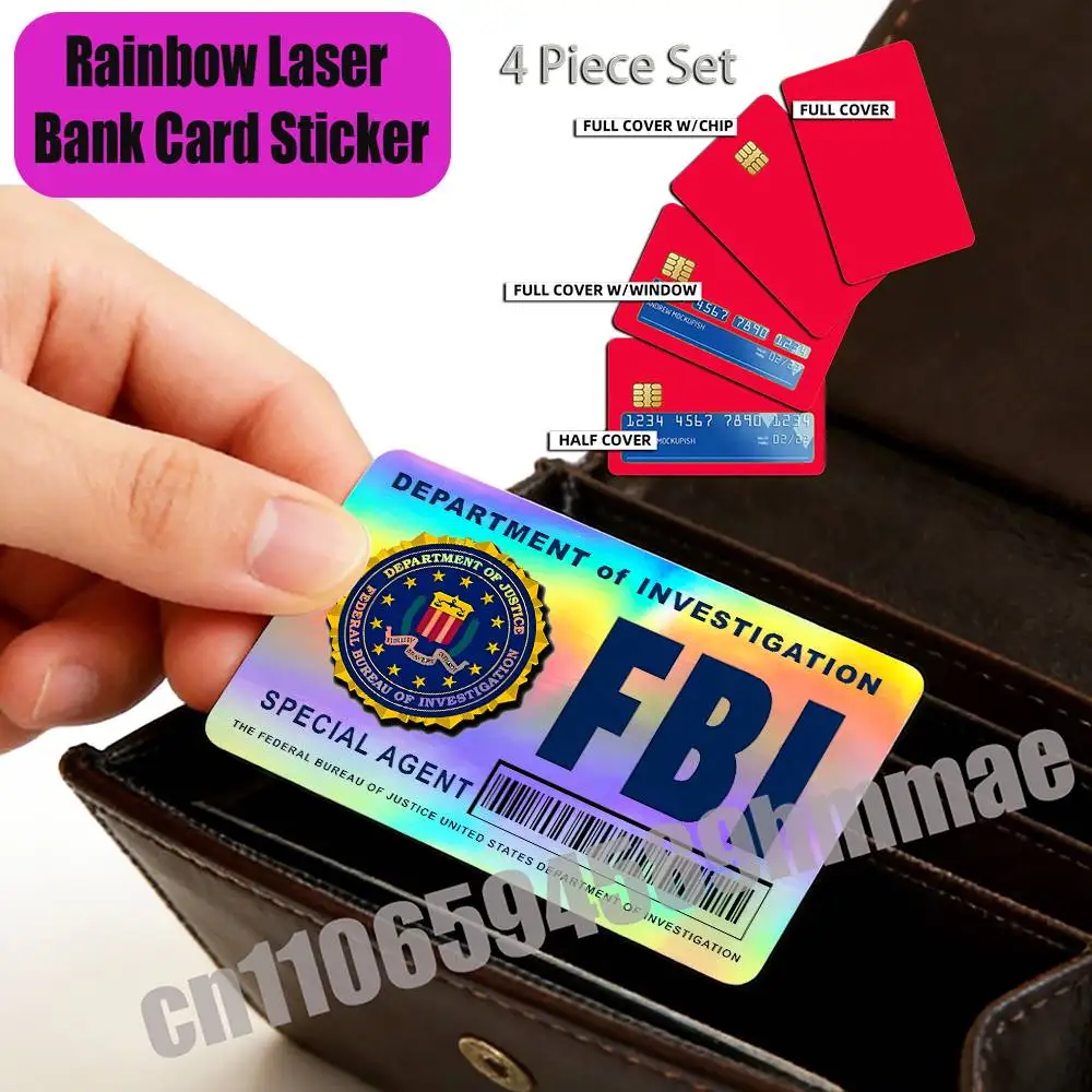 For Rainbow Laser America USA FBI Credit Bank Sticker Film Waterproof Protect Access Card Full Cover Skin ID
