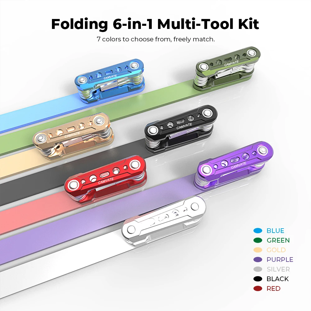 CAMVATE Strumenti funzionali pieghevoli 6 in 1 Set di strumenti tascabili universali per fotocamera DSLR con cacciaviti e chiavi
