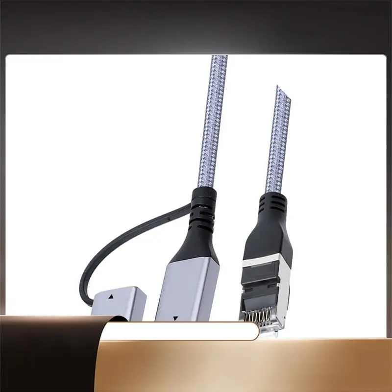 

Адаптер Type-C/USB3.0 2-в-1 к RJ45 Gigabit Ethernet плетеный кабель сетевого интерфейса для ноутбука-N35R
