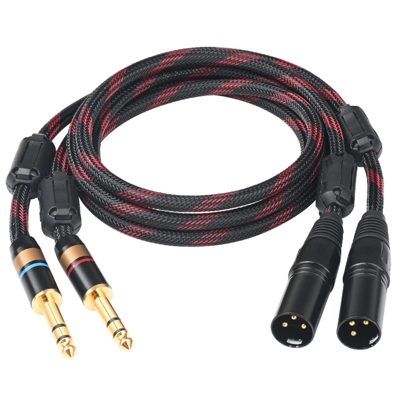 ATAUDIO HIFI podwójny kabel Audio 6.5mm do 2 XLR do wzmacniacza adaptera głośnik kabel głośnikowy 6N OFC 6.5mm do XLR