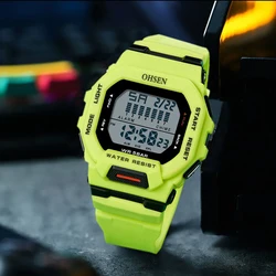 Yeni OHSEN yeşil Hombre erkek dijital saatler 5ATM dalış adam erkek spor kol saatleri el saatleri adam izle Reloj Masculino