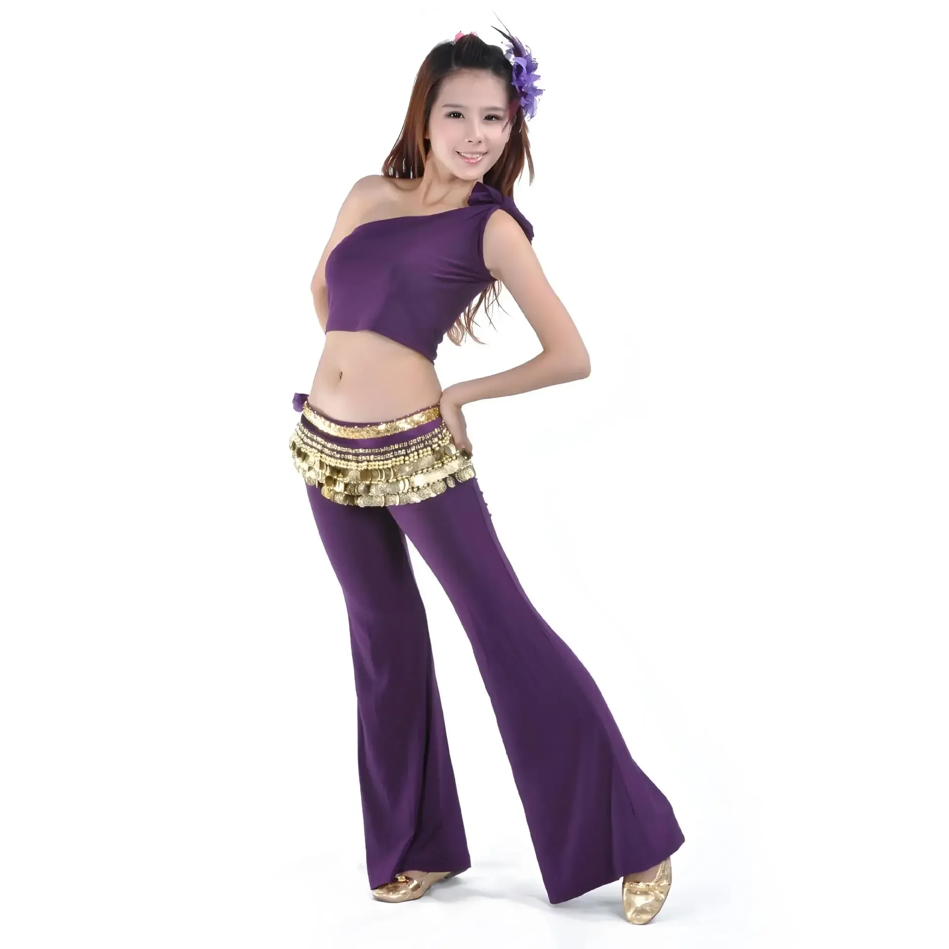 Terno de verão superior + calças de prática roupas prática sapatos de dança do ventre e calças collant fantasia feminina saia de dança do ventre