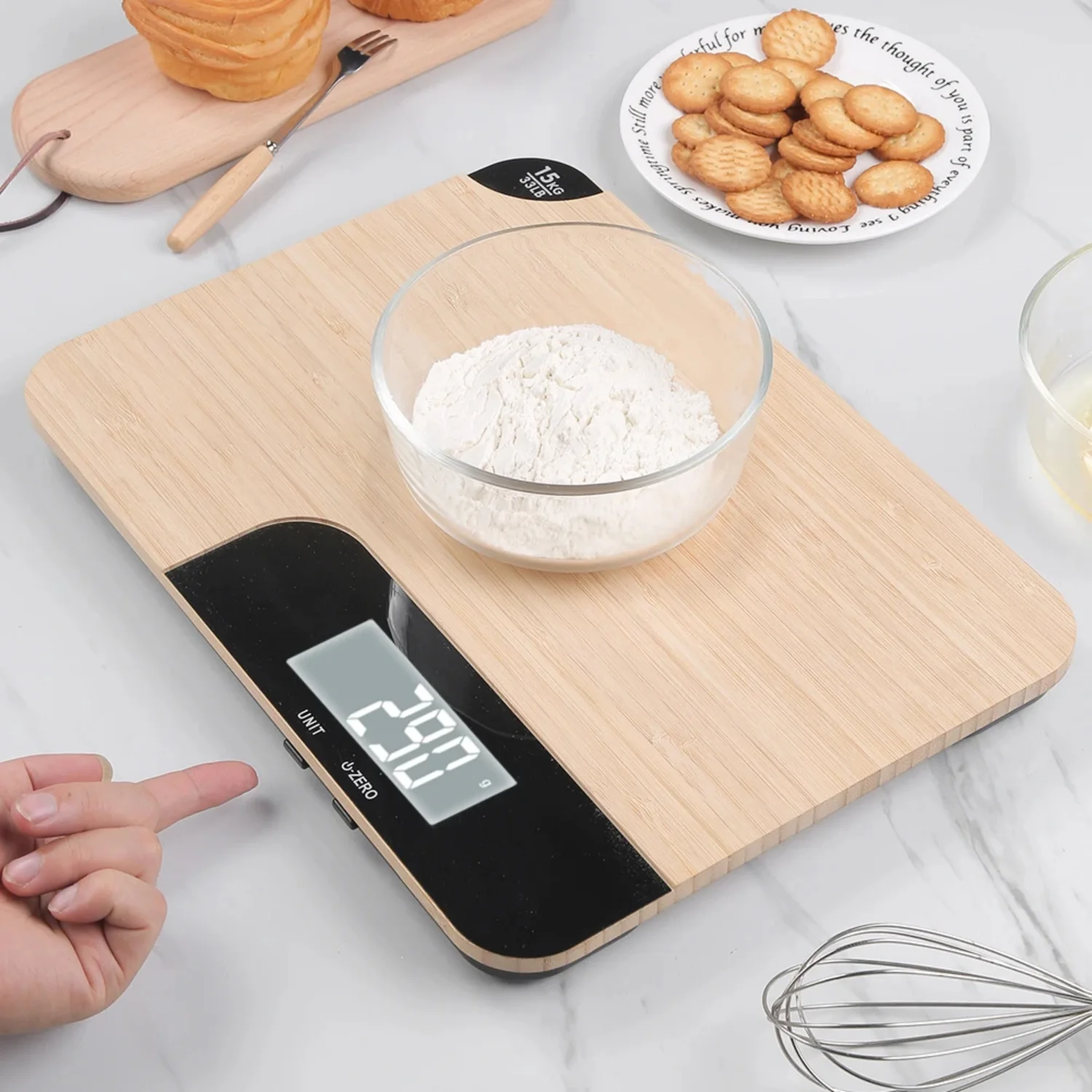 Electronic Kitchen Scale rectangle Separating Battery Operated Measuring Wooden Scale Food Scale  Baking Cooking Accessories