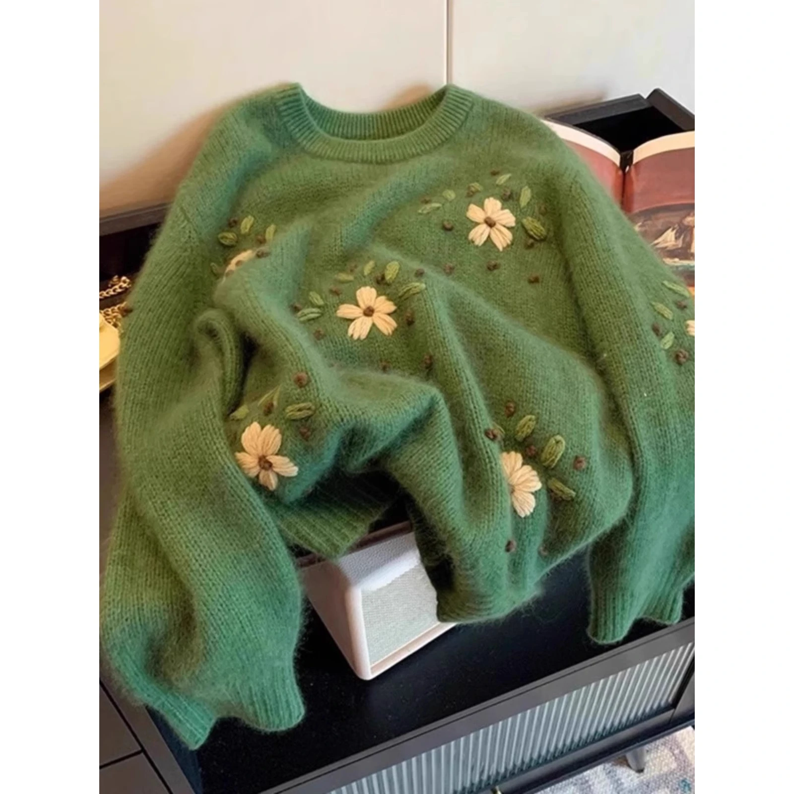 

een Knitted Sweater Floral Pattern Warm American Sle Men Women Large Size 300 Pou Autumn Winter New Arrival Casual Wear