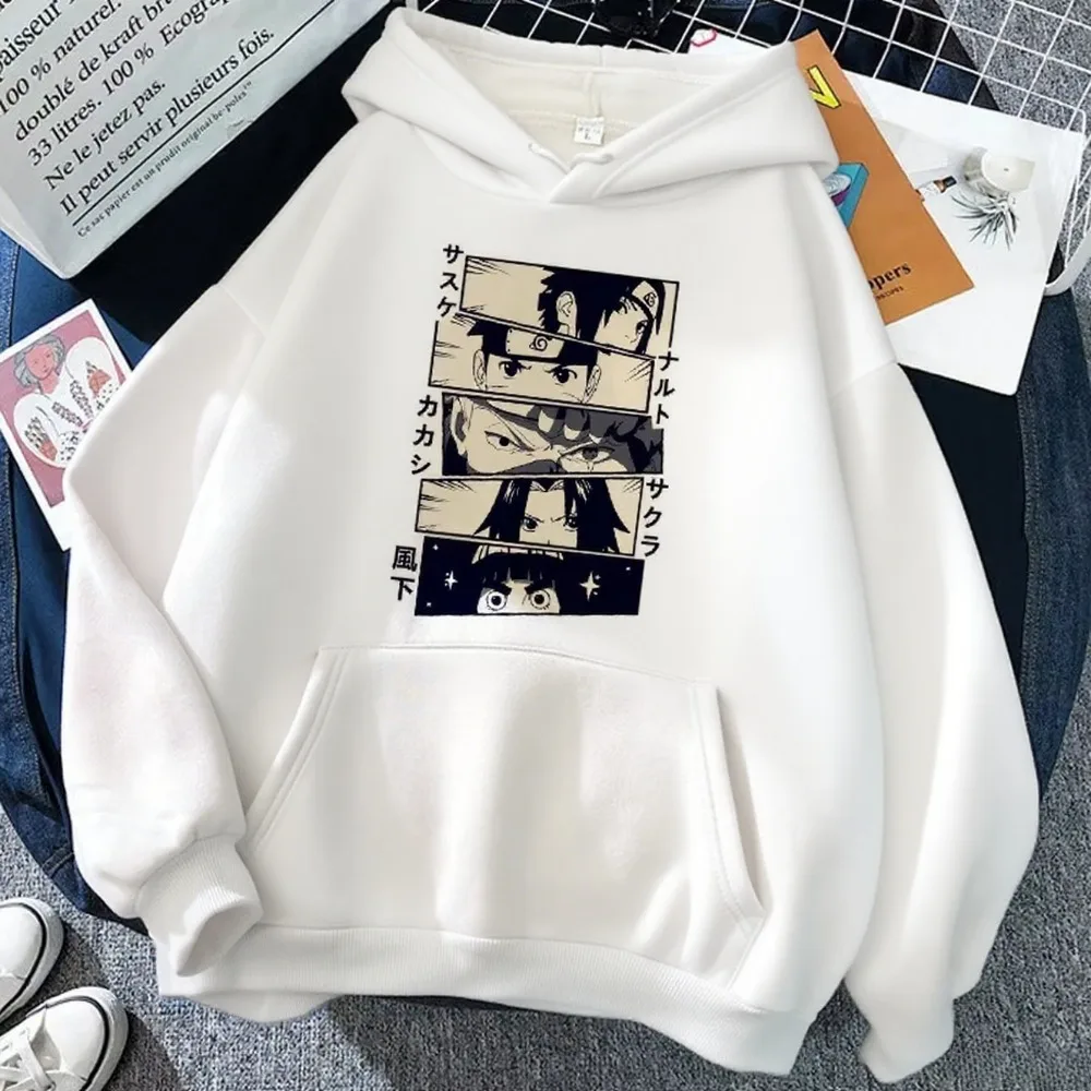 

Naruto Anime Character Series Red Moon Autumn and Winter Hoodies Harajuku Printed Men's and Women's Hoodies with Fleece