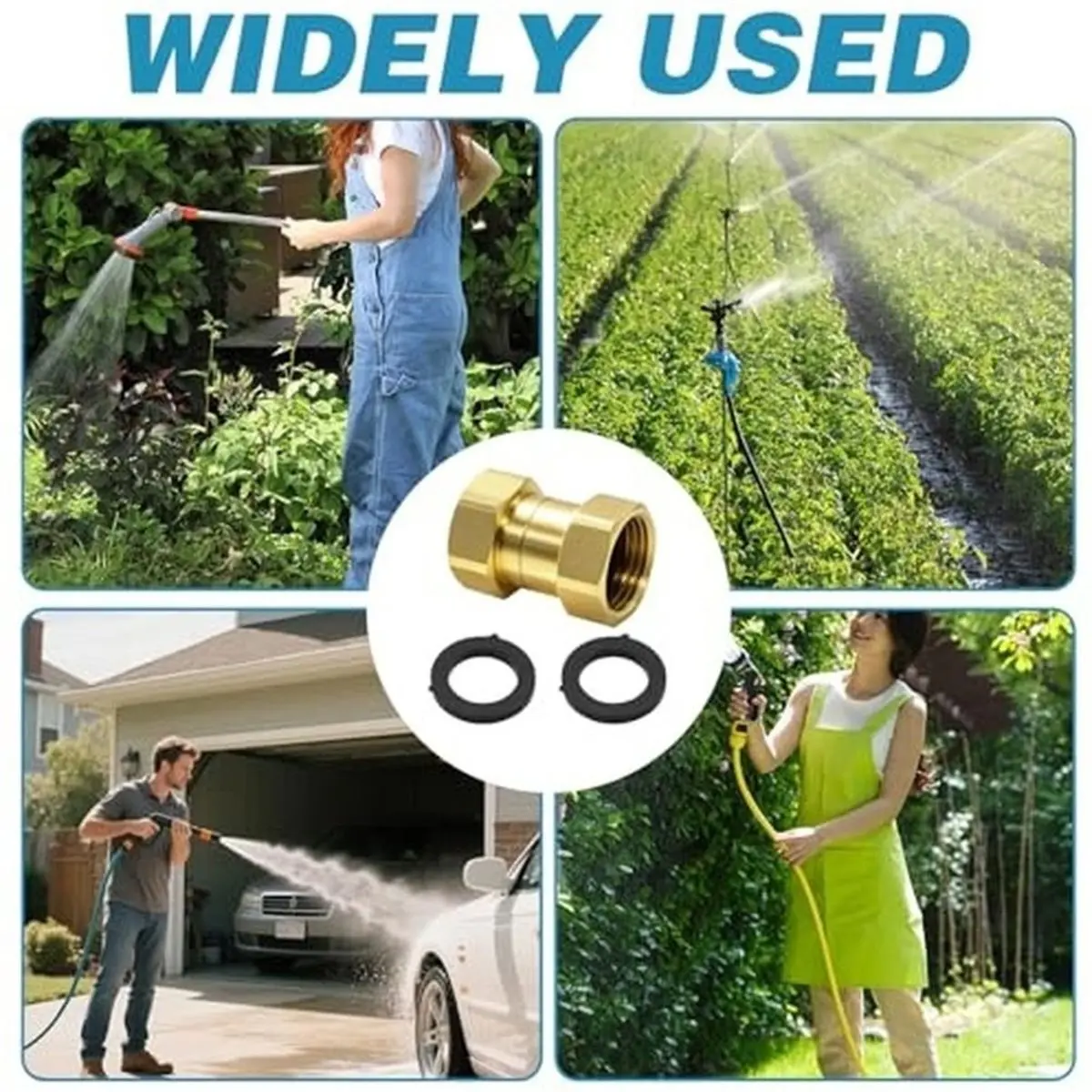 1Pcs Female to Female Hose Adapter Double Connector Garden, Leak-Proof Heavy for 3/4 GHT Double Hose Connector