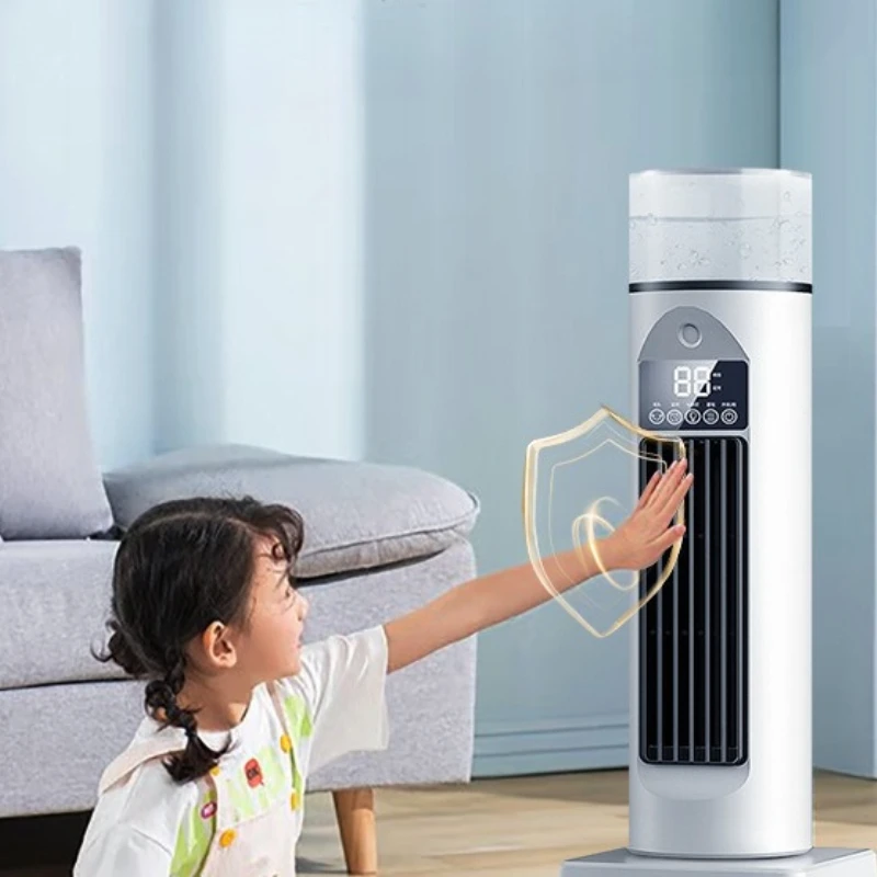 Bladeless Turbo Cooling Tower Fan: Humidifying AC Air Circulator, Wide-Angle Quiet Breeze, 24H Timer & Remote Control