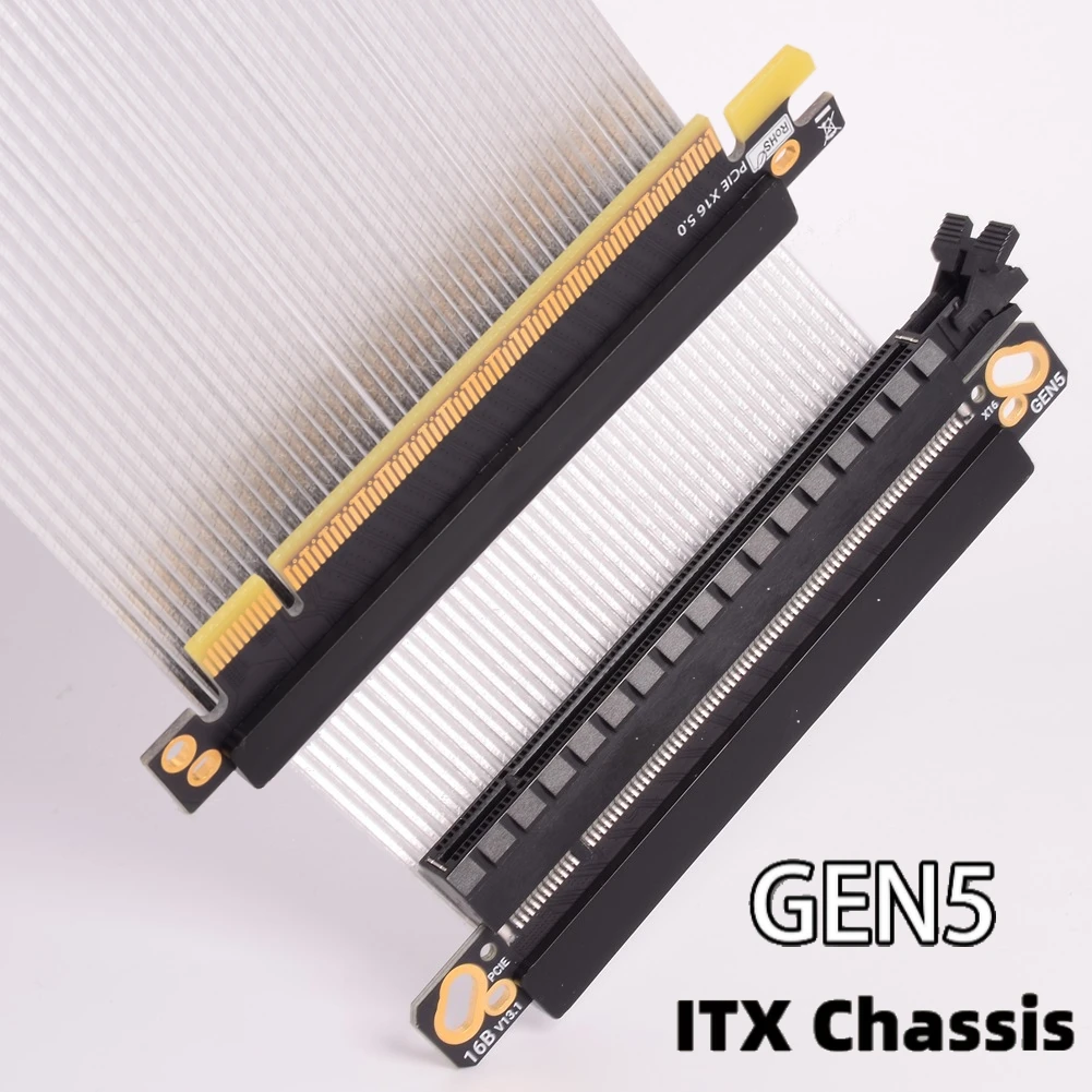 JHH-Link PCIE 5.0 GEN5 X16 Dual Reverse Graphics Card Video Extension Cable High-Speed Lossless Riser for ITX Chassis 5.0 Gaming