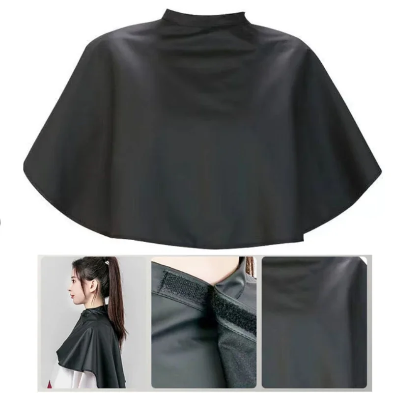 Cape courte carrée noire imperméable pour salon de coiffure, outils de embaupour cheveux, coupe de cheveux, ronde, grill, barbier