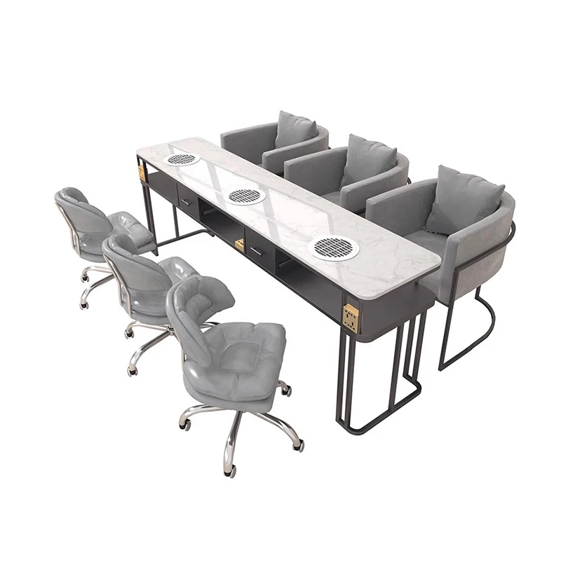 #Nordic Simple Nail Table WithDust Collector Design Glam Elegant Nail Table Multifunctional Storage Mesa Uñas Manicura Furniture