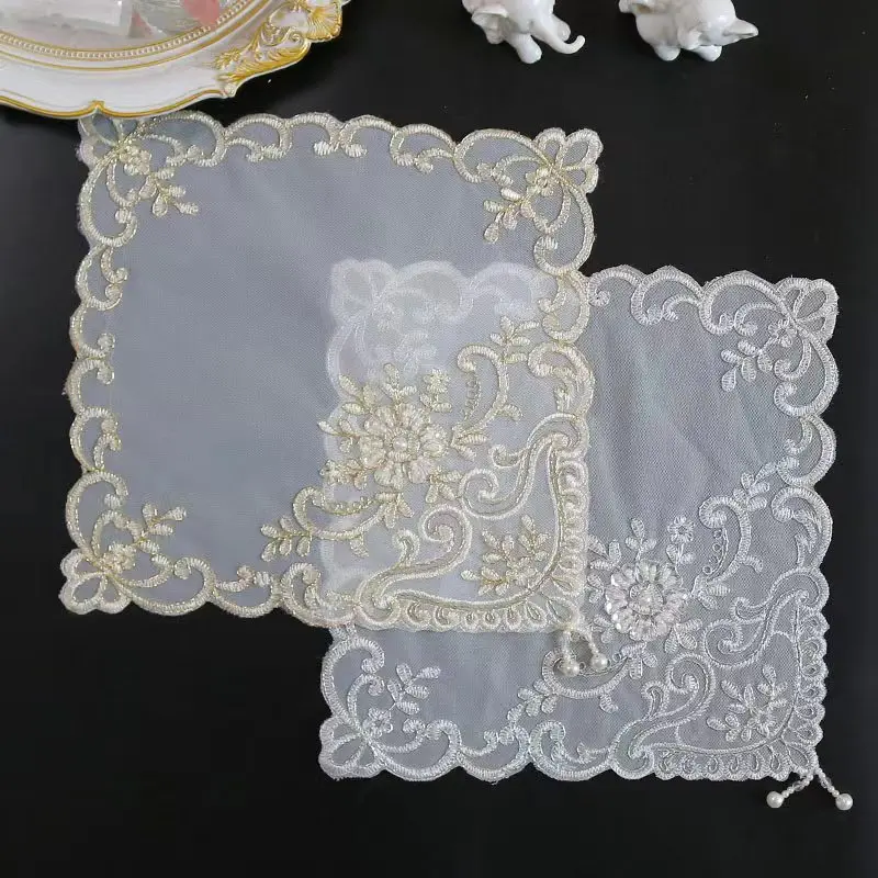 

High quality beads flowers Embroidery table cloth cover wedding tablecloth kitchen Christmas Table decoration and accessories