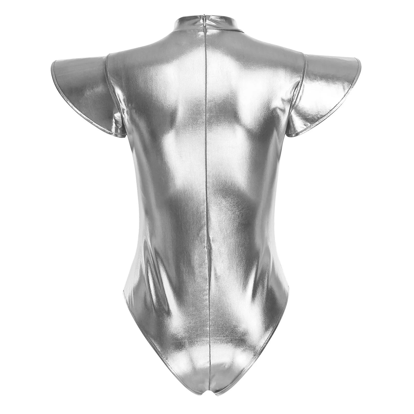 Justaucorps holographique à manches volantes pour femmes, pour fête, Club, pôle danse, scène, body de spectacle, tenues de Cosplay aliennes spatiaux