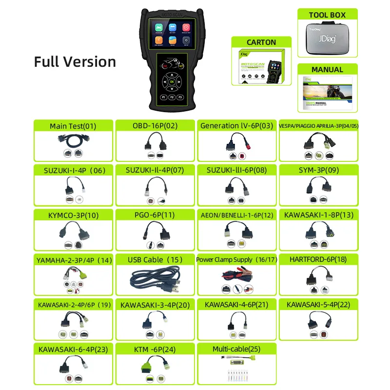 Motorcycle Diagnostic Scanner JDiag M100 Pro D87 D88 Function Professional Inspection Tool for Motor Code Reader Multi-Linguage