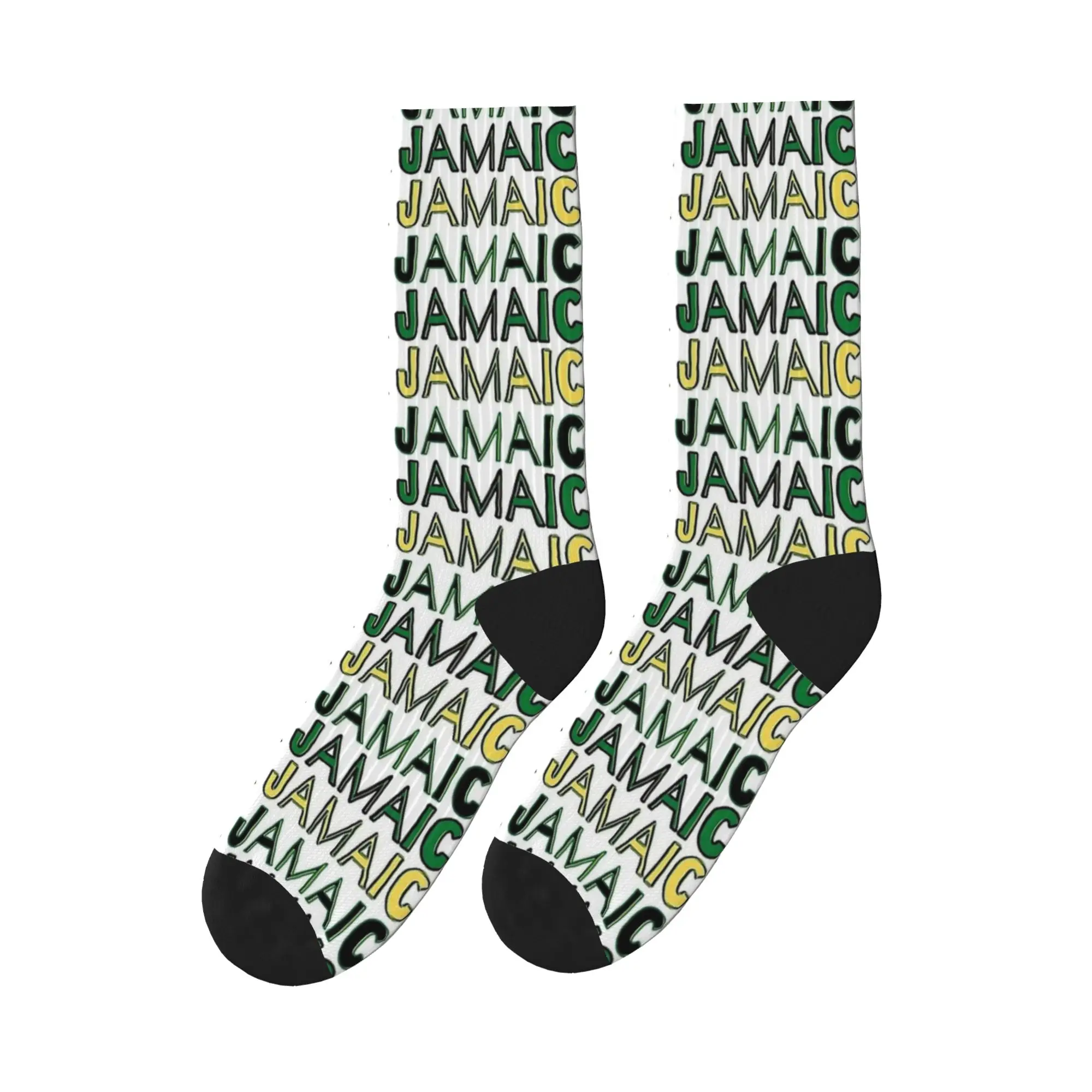 

JAMAICA Letter Print Socks Fashion Stockings Autumn Anti Skid Adults Men Socks Soft Breathable Printed Running Sports Socks