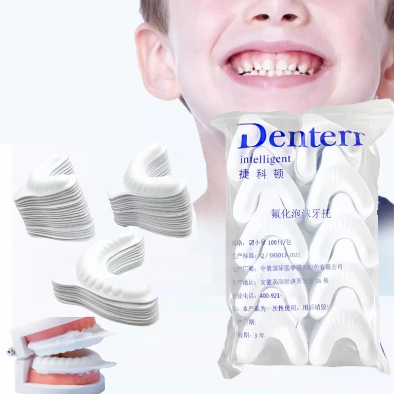 50/100Pcs/bag Dental Fluoride Tray Disposable Fluorinated Foam S M L Baby Denture Material Laboratory Tools