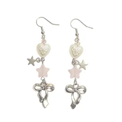 Boucles d'oreilles ruban rose faites à la main, Y2K