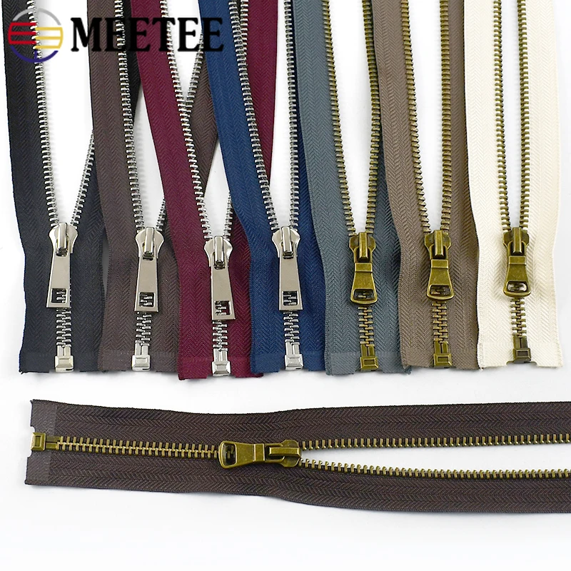 Meetee 2 pz 5 # cerniere in metallo 40/50/60/70/80cm borsa borsa vestiti sostituzione cerniera giacca cappotto Open-End Zip accessori per cucire