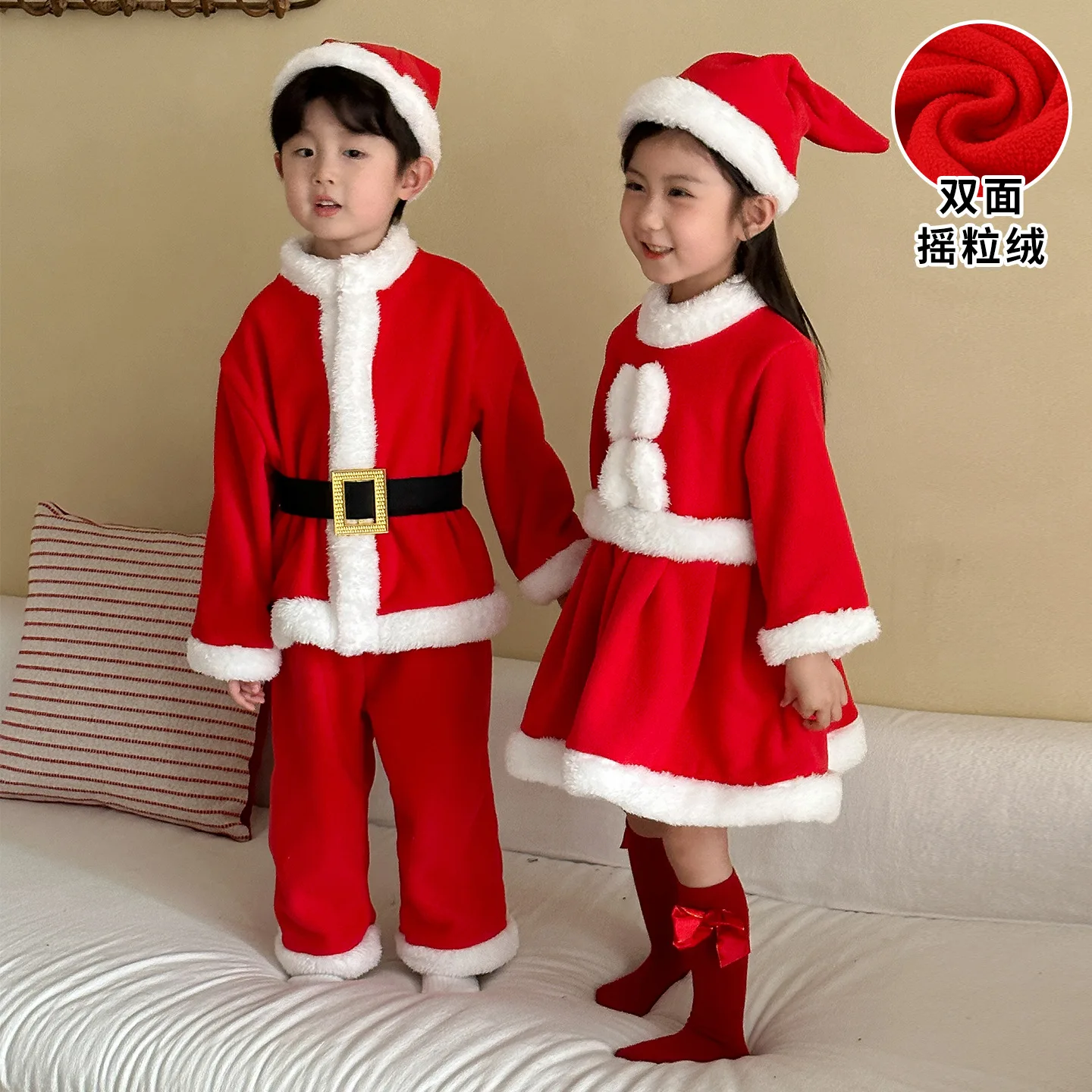 Children's Autumn and Winter Suit Boys and Girls Christmas Costume Santa Claus Baby Dress Kindergarten Table Performance Costume