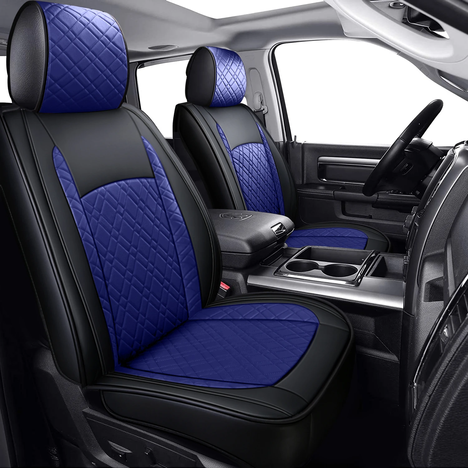 Luxury Custom Leather Car Seat Covers Full Set For Pickup Trucks Compatible With Dodge RAM 1500 2005-2024 Model Years
