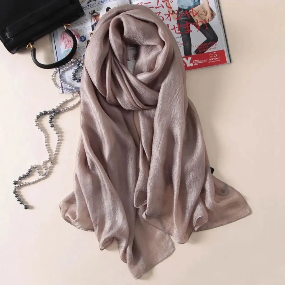 New Pure Color Women Plain Scarf Linen Foulard Female Sunscreen Shawl Bandanas Head Wrap Plus Size Hijab