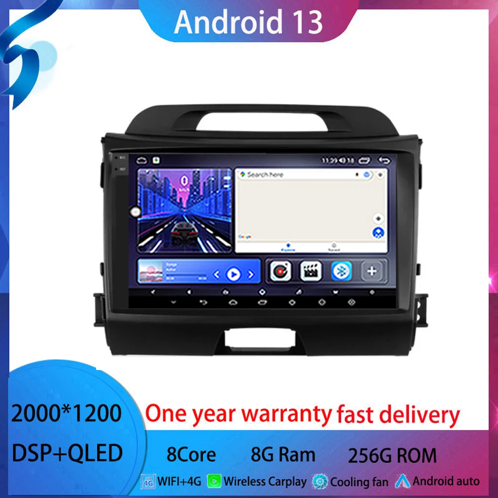 

9inch android 13 For KIA Sportage 3 2010 2011-2016 Car Radio Multimedia Video Player Android tablet No 2din dvd QLED 4G BT