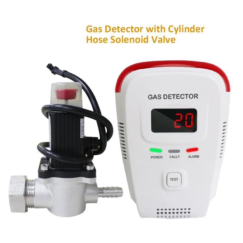 Detector de fugas de Gas Natural, probador de detección de GLP para el hogar, Sensor de alarma de incendios de seguridad de cocina con válvula solenoide de apagado automático