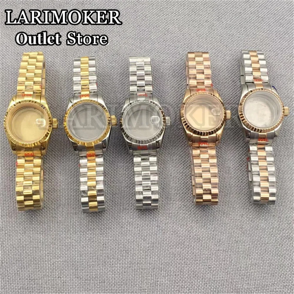 LARIMOKER 26mm silver gold watch case sapphire glass silver black green dial fit NH05 NH06 movement Ms. watch case