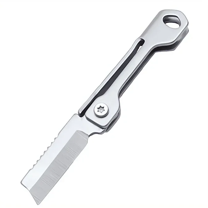 1Pc Outdoor Camping Supplies Stainless Steel Folding Knife Mini Square Head Keychain Pendant Portable Pocket Knife