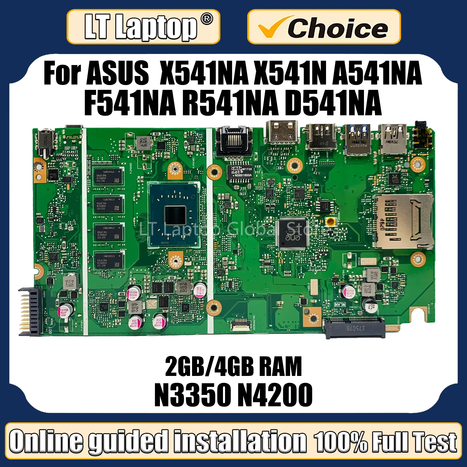 LT X541NA Mainboard UNTUK ASUS X541N A541NA F541NA R541NA D541NA Laptop Motherboard dengan N3350 N3450/N4200 CPU 4G/2G RAM