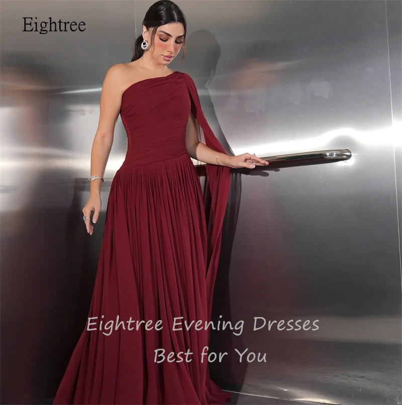 Eightree Burgundy A-line Prom Gowns Cap Sleeve Formal Party Gown Floor Length Evening Dress vestidos de fiesta Custom Made