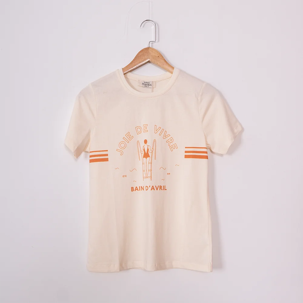 روان 5C149 السباحة فتاة رسالة الجرافيك طباعة المرأة تي شيرت الصيف قصيرة الأكمام سيدة البلوز الكلاسيكية عادية خمر فام #3