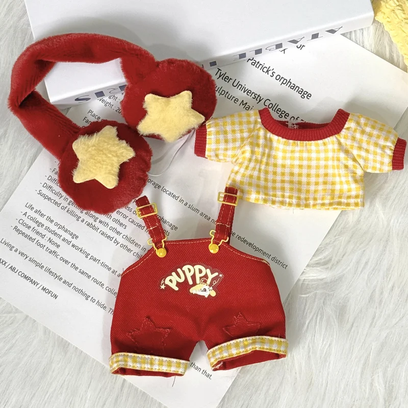 

Only Clothes Suitable For 20cm Cotton Doll Rompers Set Shoulder Pants Cute Mini Doll Clothes Sportswear Cartoon Clothing