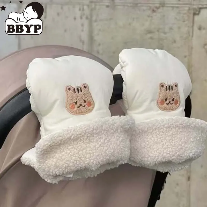 

Squirrel Waterproof Winter Fleece Lining Baby Stroller Gloves Windproof Thicken Warm Pushchair Hand Muff Pram Gloves Accessory