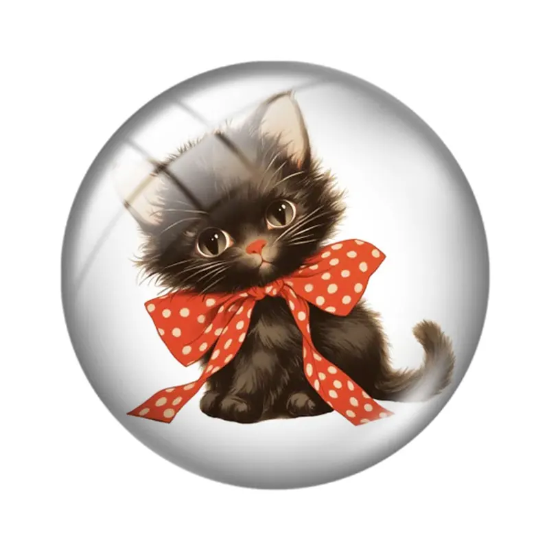 Vintage Cats  10pcs Coloured drawing 12mm/16mm/18mm/25mm Round Photo Glass Cabochon Demo Flat Back Making findings