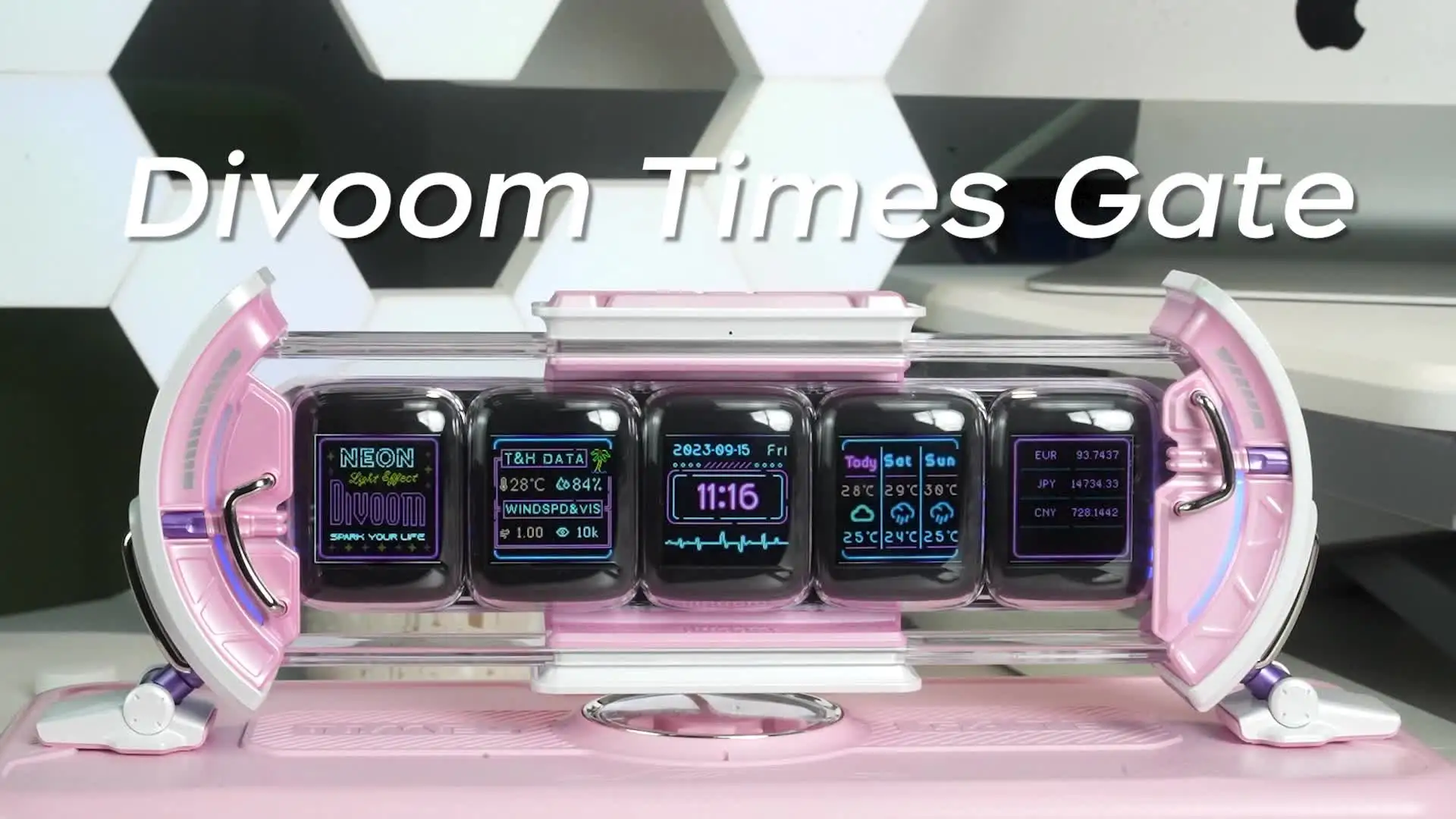 Divoom Times Gate Pink Gaming Clock WiFi Display