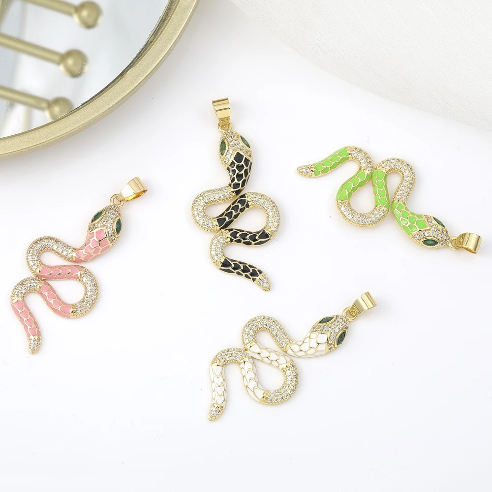 Juya Handicraft DIY Talisman Pendants Supplies 18K Gold Plated Decoration Leopard Lemon Lion Snake Charms Punk Jewlery Making