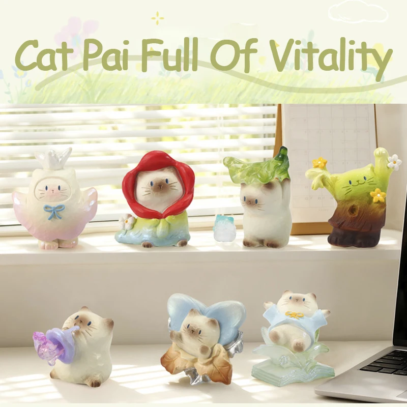 Cat Pai Full Of Vitality Series Blind Box Trendy Toys In-Vehicle Decoration Exquisite Resin Model Mystery Box Surprise Fun Gifts