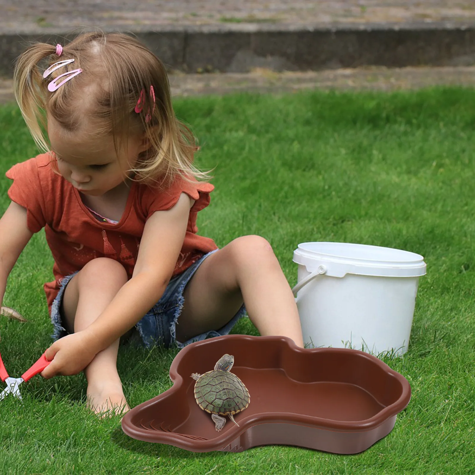 

Extra Large Turtle Soaking Tub Reptile Pond Water Dish Multifunctional Bathing Feeding Pool for Turtles Habitat Accessories