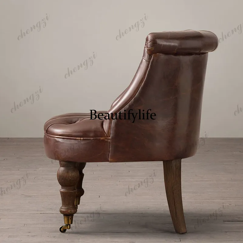 American solid wood sofa chair retro backrest single chair living room designer leisure chair