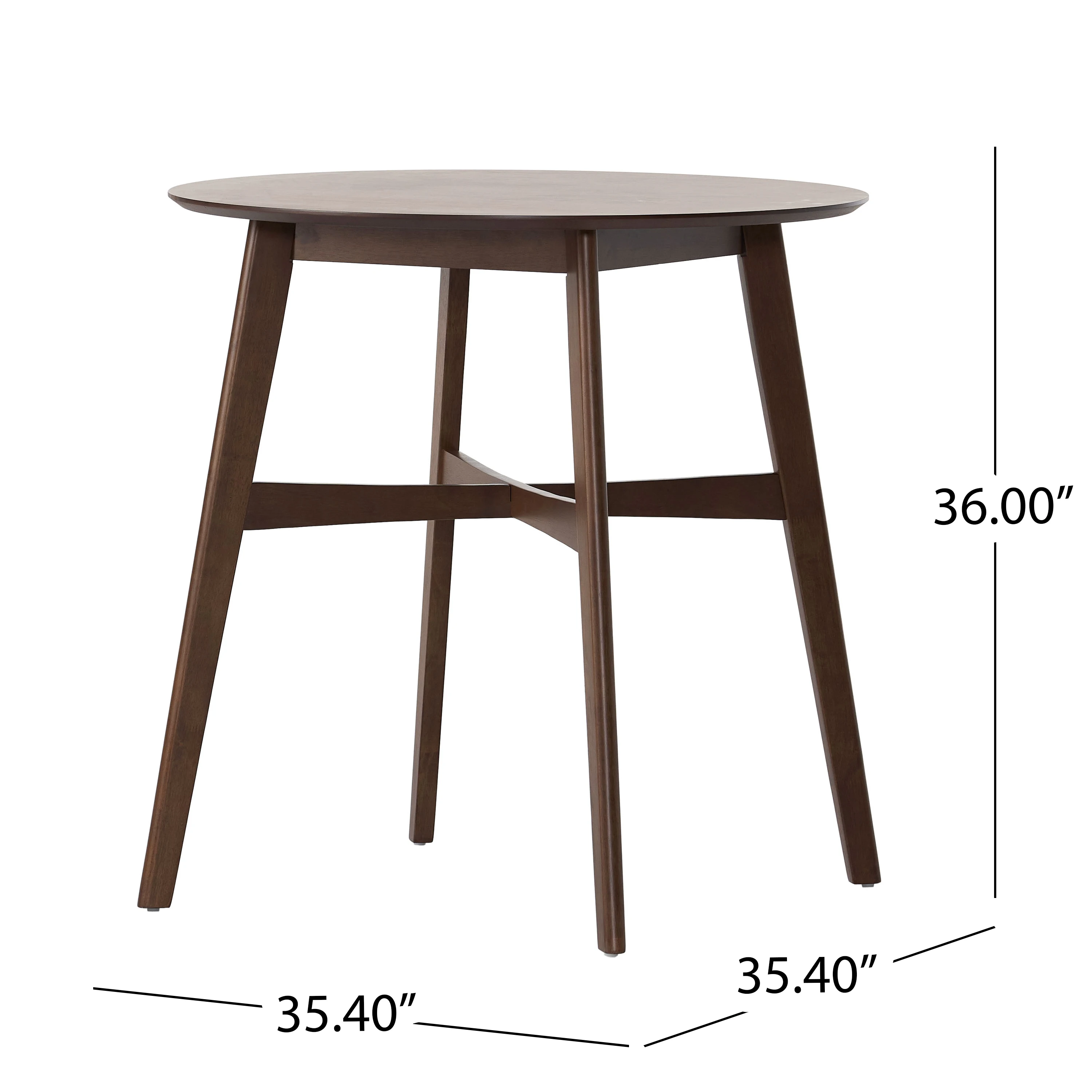 Wood Counter Height Round Dining Table Brown 35.4"D x 35.4"W x 36"H  For Dining Room Living Room Bedroom Offic Kitchen Apartment image 2